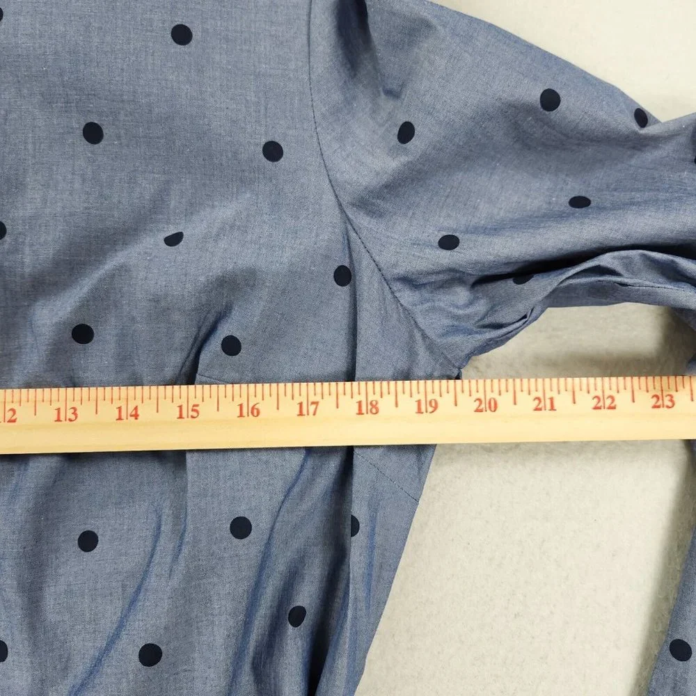Boden Dress Womens 10 Blue Polka Tie Waist Button Front Modern Shirt Dress NEW - Picture 4 of 12
